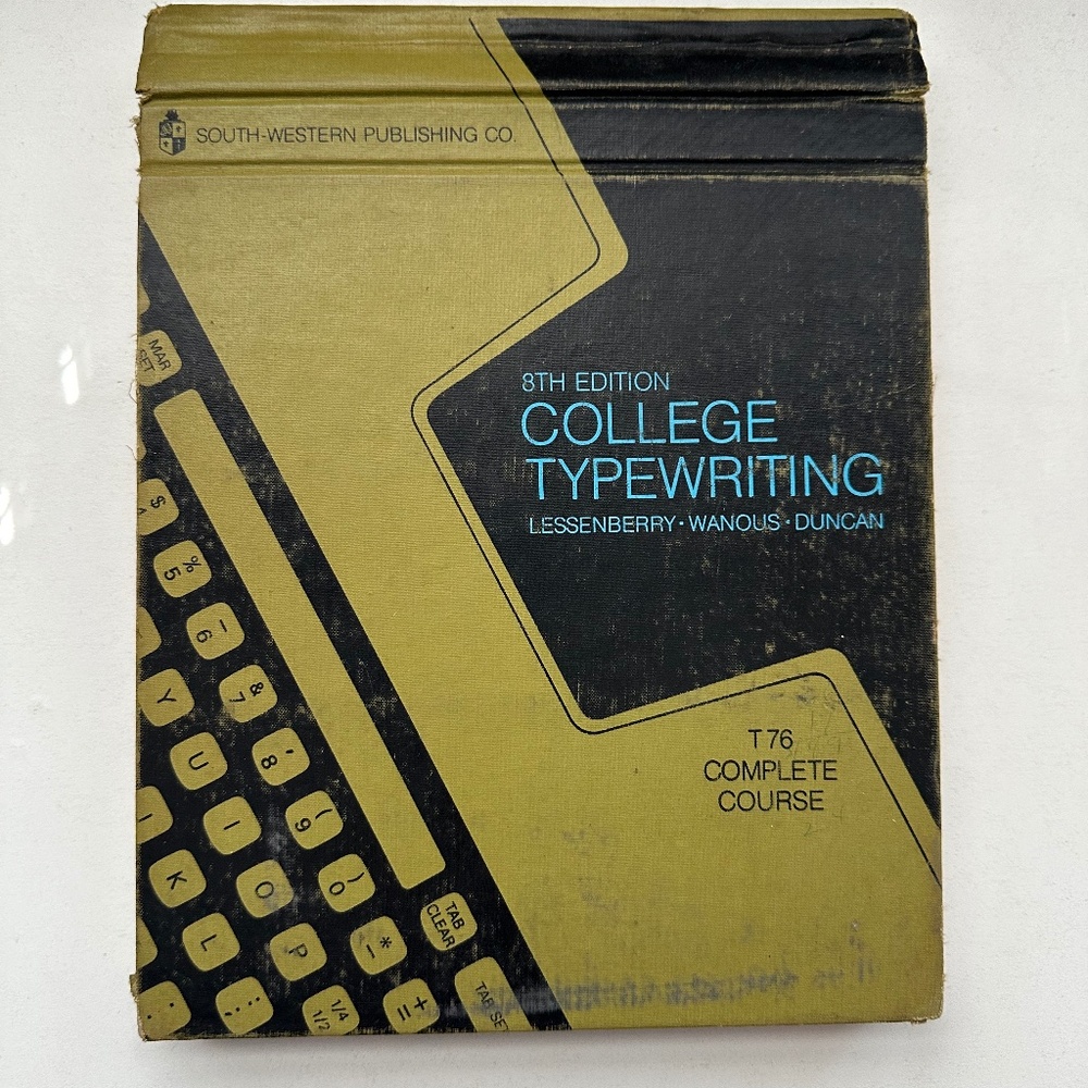1969 8th Edition College Typewriting T76 Complete Course, Learn Typewriting, Sou